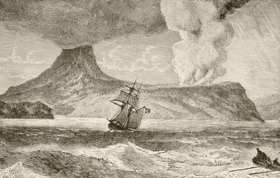 Ausbruch der Insel Krakatau im August 1883 von English School